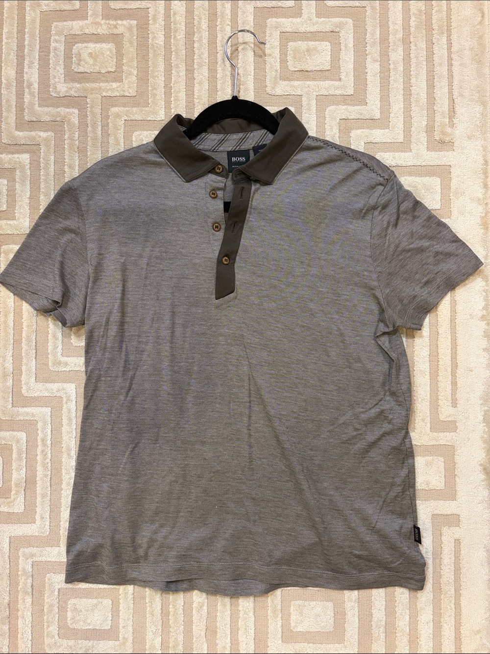 BOSS Men's Grey Short-Sleeve Polo Shirt